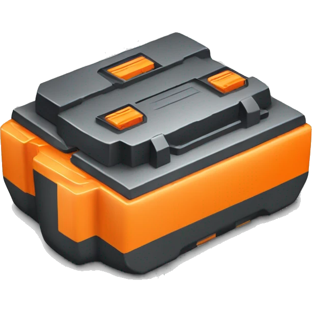 car battery with orange top front side view emoji