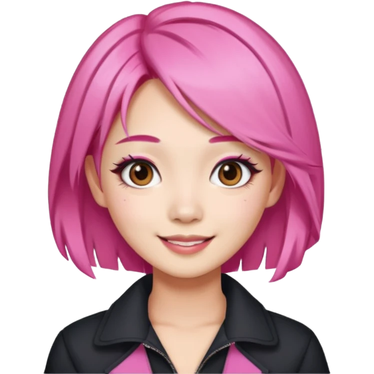asian influencer pink hair selfie emoji