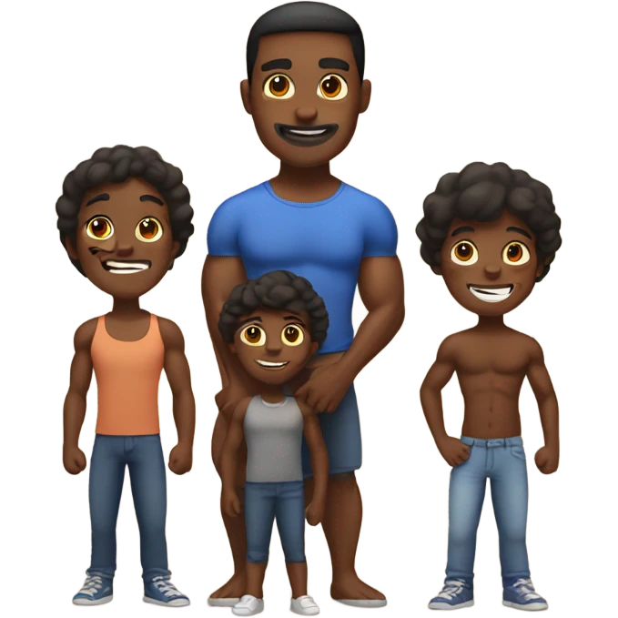 muscular brown skin family emoji