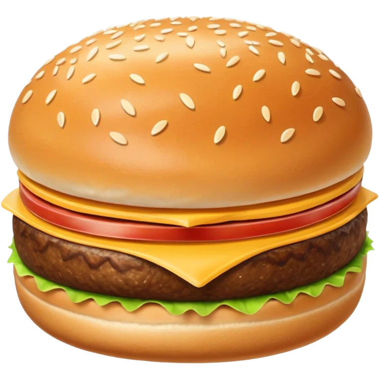 hamburger bun, smooth golden-brown domed top with white sesame seeds, soft pillowy base, clean edge, no filling or extras, soft lighting, emoji scale emoji