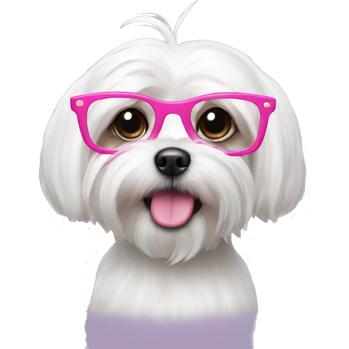 Maltese with pink glasses emoji