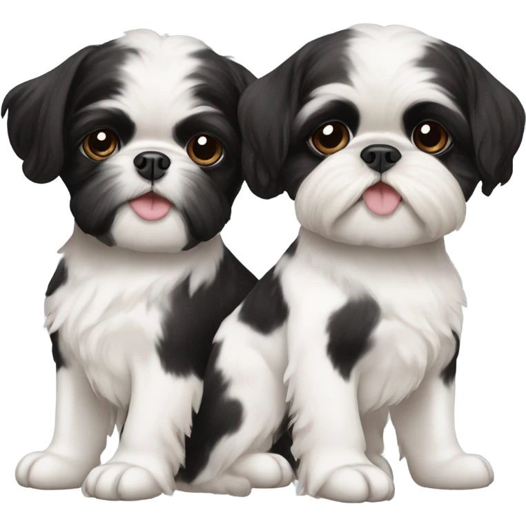 Two Shitz Tzu big faces black with white Puppies emoji