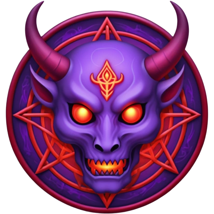 demon sigil, purple and red glow, simple emoji
