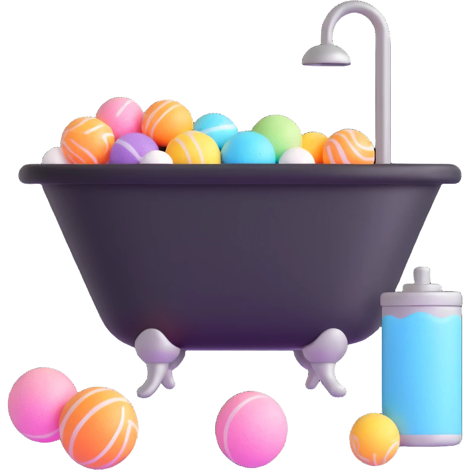 AVON bath set with bubble bath, bath bombs, and bath salts emoji