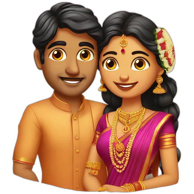 South Indian couples marriage emoji