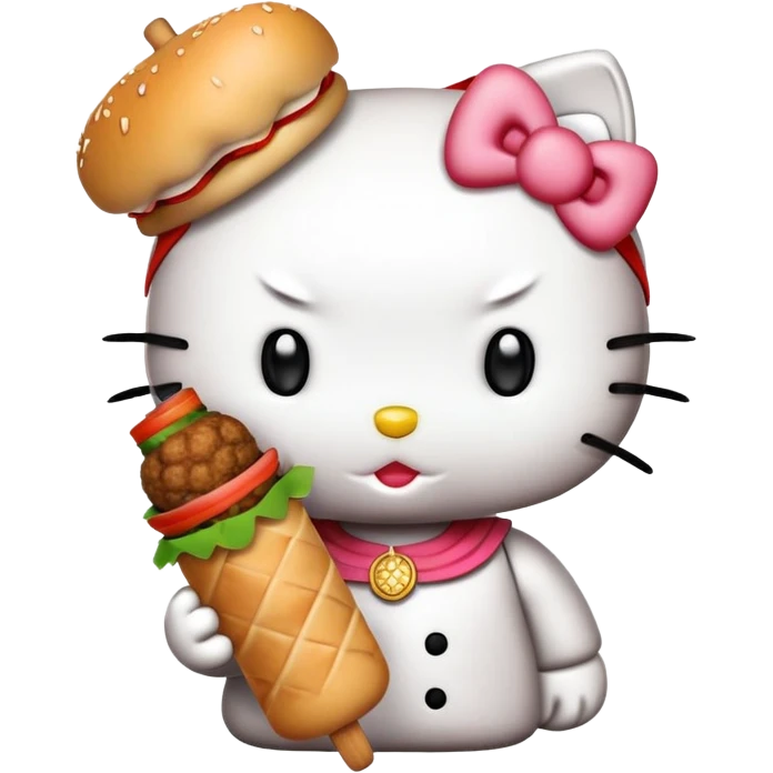 Hello kitty eating a Bagdad  emoji