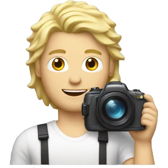 blonde guy with mullet holding a camera emoji