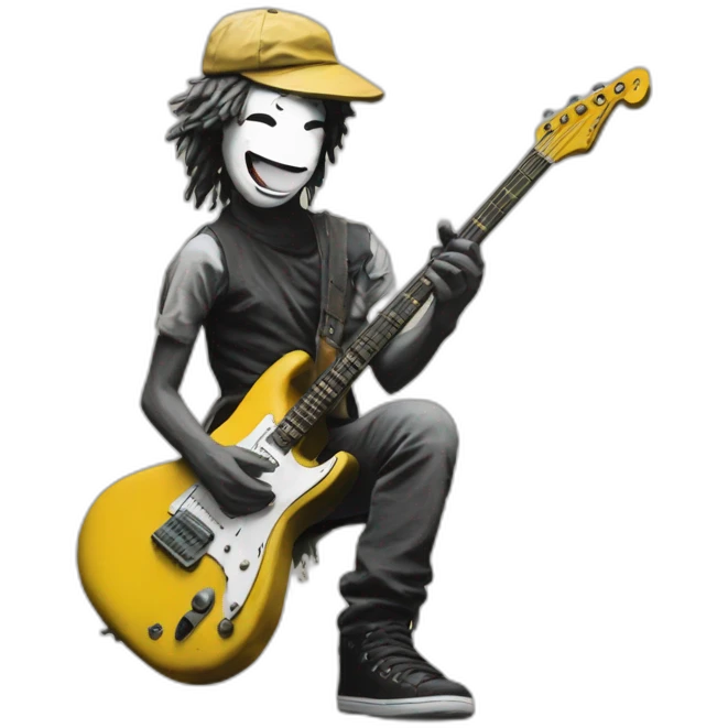 Paint style guitarist by Banksy emoji