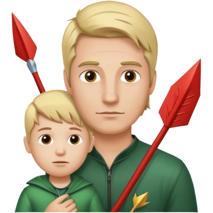 man with his kid and an arrow above the man's head, simple background emoji