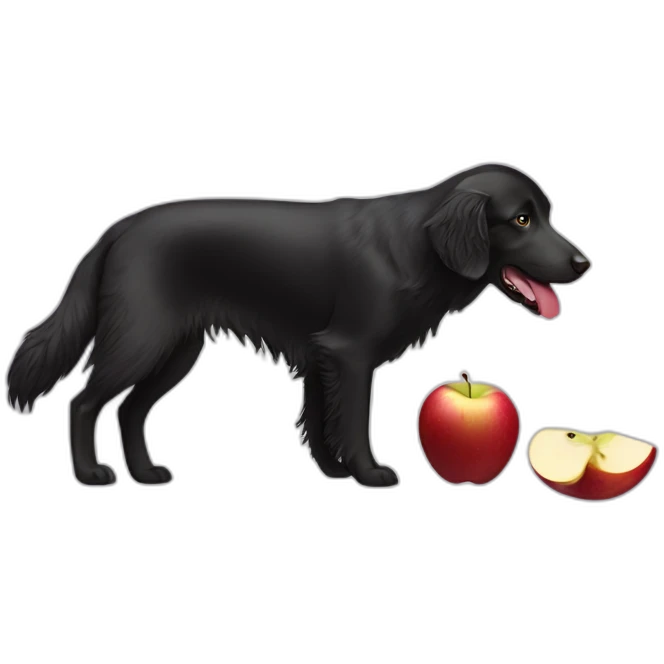 liver flat coated retriever eating an apple emoji