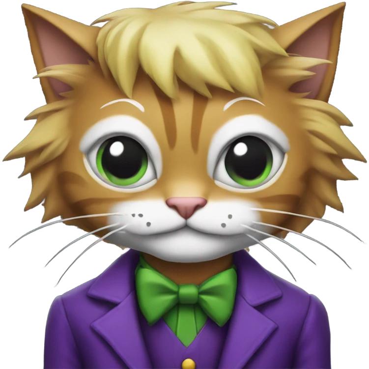 Cat dressed as the joker emoji