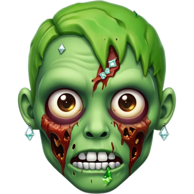 Create a zombie emoji with diamond earring emoji