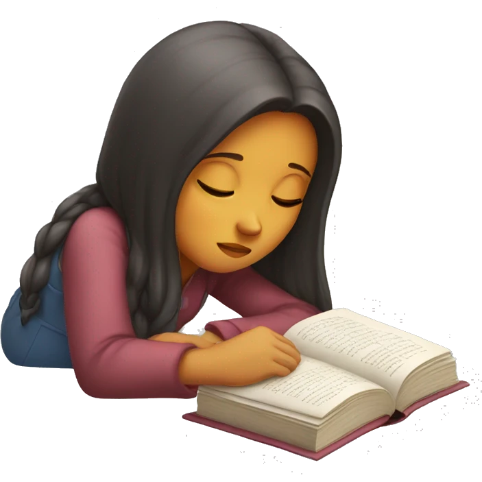 sleepy girl with a book emoji
