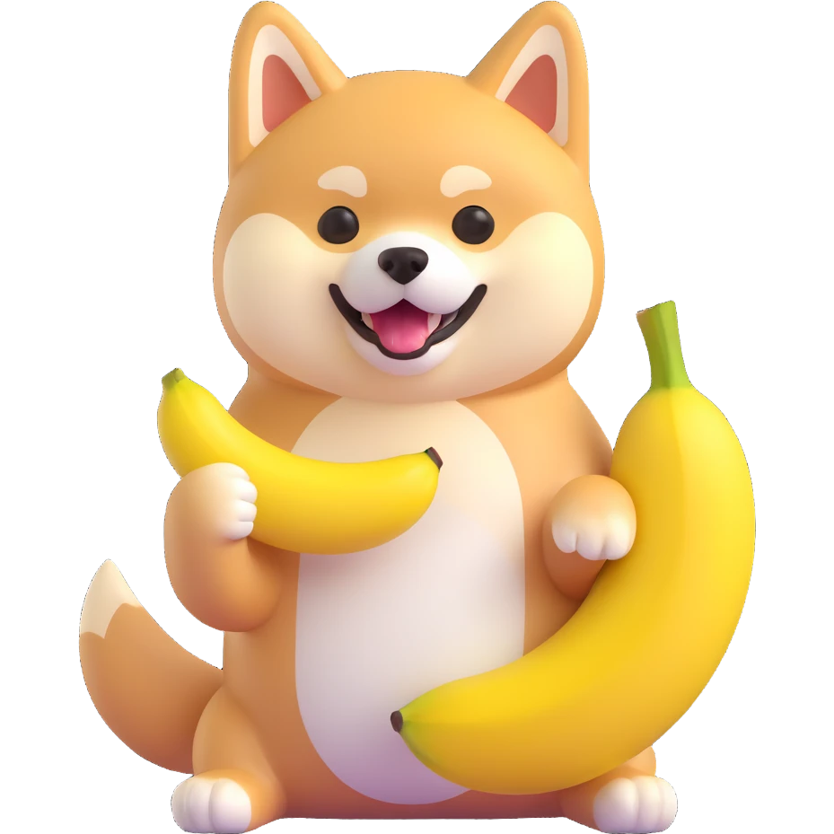 shiba inu eating banana emoji