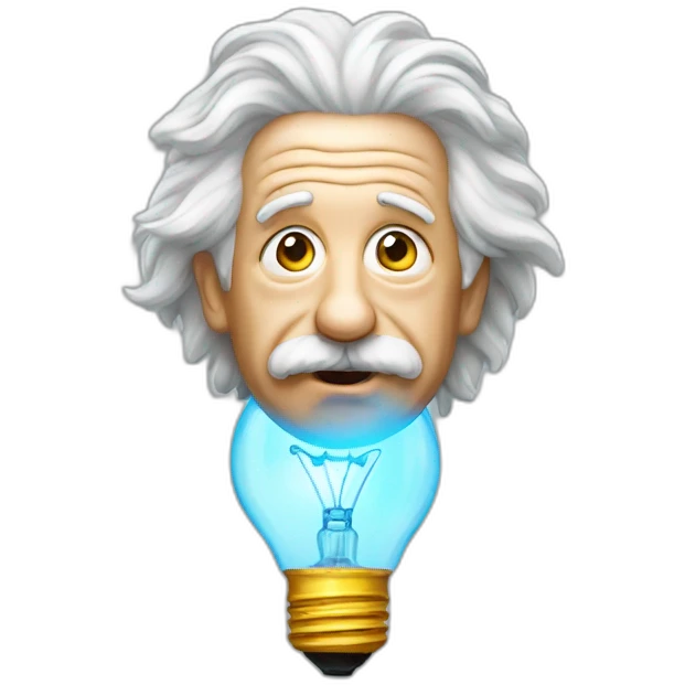 Einstein with a light bulb on top of his head emoji
