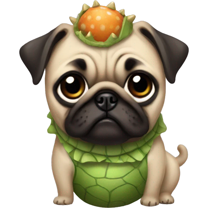 Pug with dinosaur dress emoji