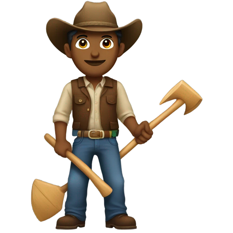 A brown man with a hoe and cowboy hat emoji