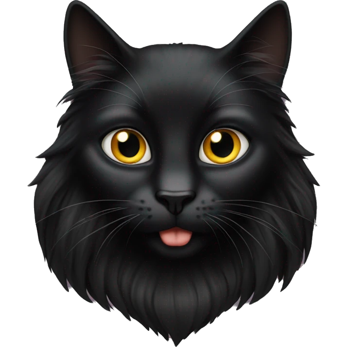 Long haired black cat drinking  emoji