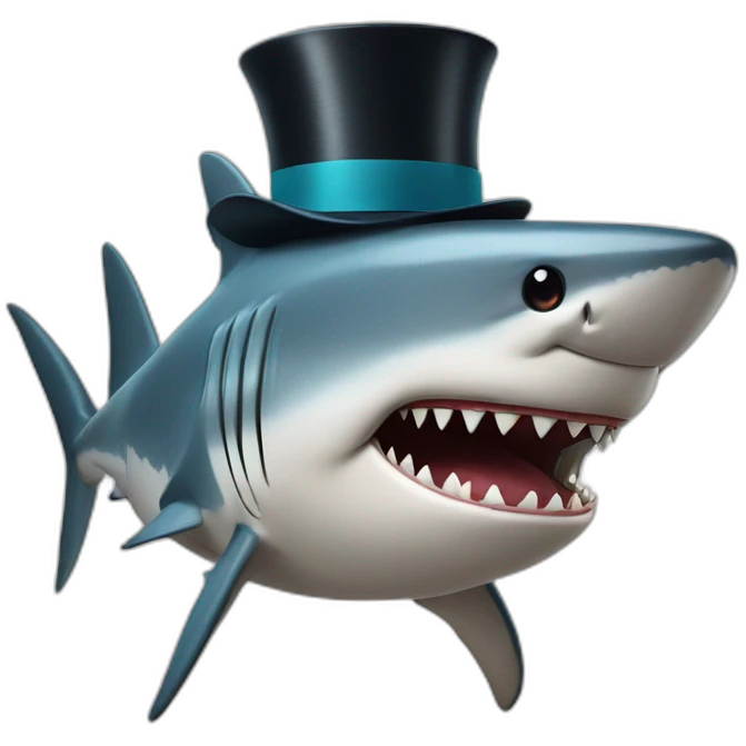 Shark with a top hat emoji
