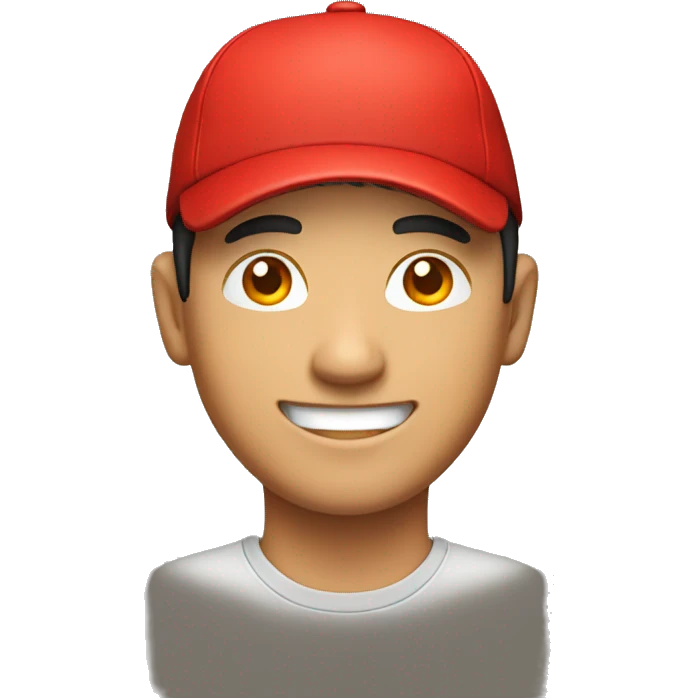 smiling asian man with red cap emoji