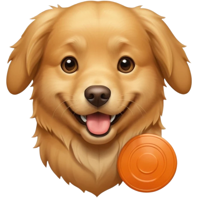cute golden retriever with a frisbee in its mouth emoji