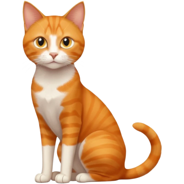 full body solid orange domestic shorthair slim cat with yellow/orange eyes sitting emoji