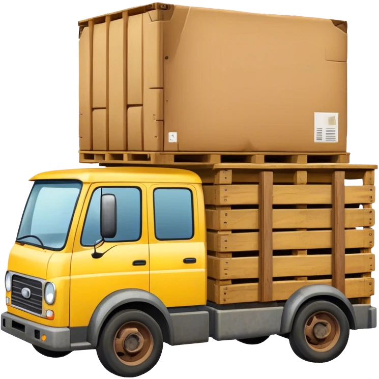 yellow truck with pallets with paper box emoji