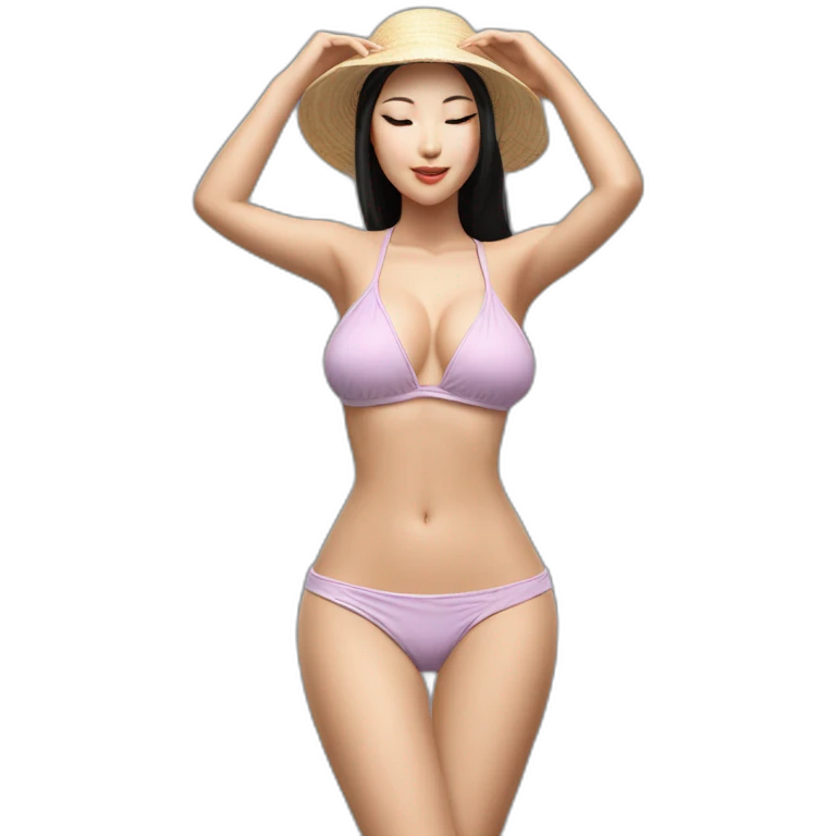 Sexy soft-fit wasian woman bikini (beach body) bed emoji