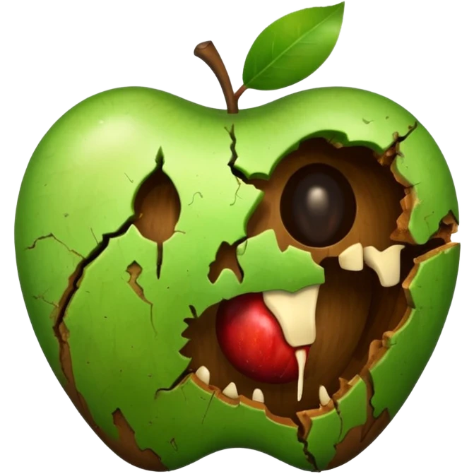A rotten apple emoji resembling the apple inc logo. No face. emoji