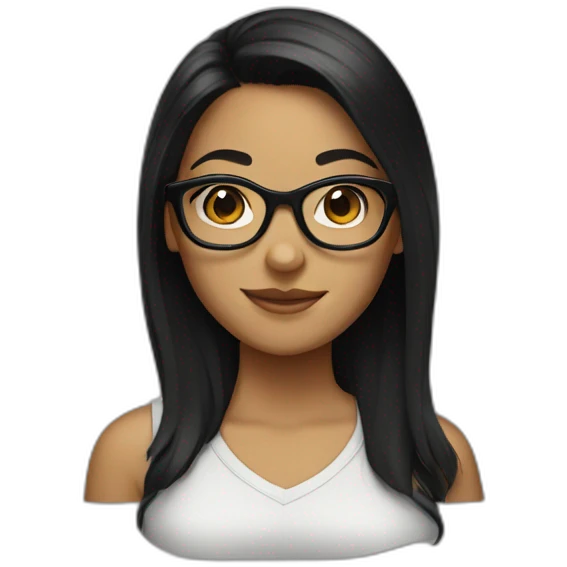 Girl with black hair and black glasses emoji