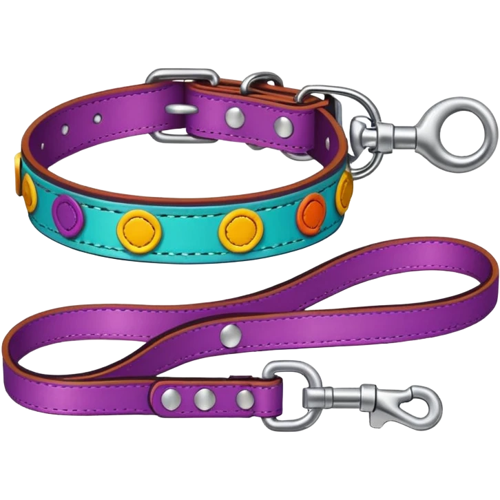 Collar & leash, colorful set. emoji