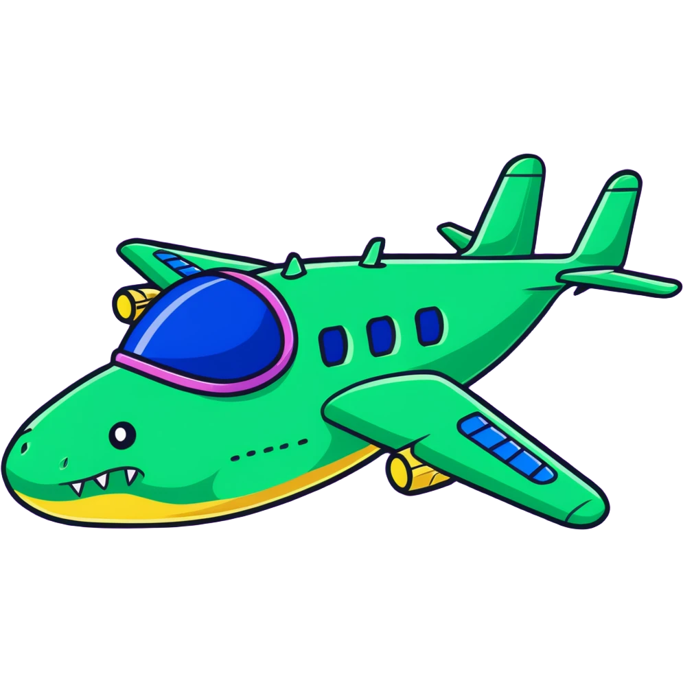 Crocodile bomber plane in space with stars emoji