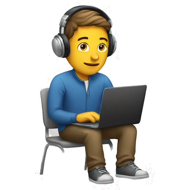man with laptop and headphones emoji