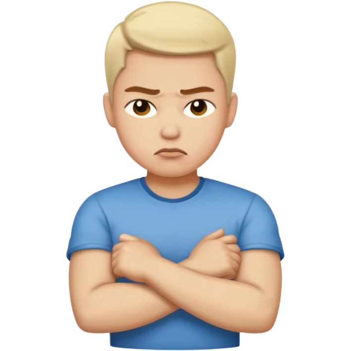 regular emoji crossing arms and pouting emoji