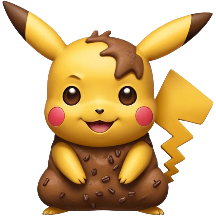 cartoon Pikachu with poop emoji emoji