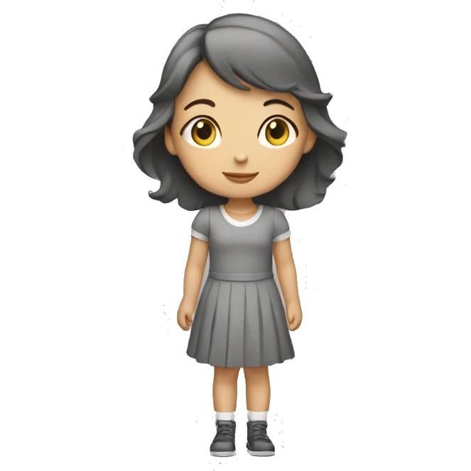 girl in a gray dress with road markings emoji