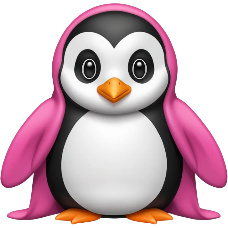 Ein Pinguin mit einer Kuschel Decke in Rosa der sich ein Kuschelt emoji