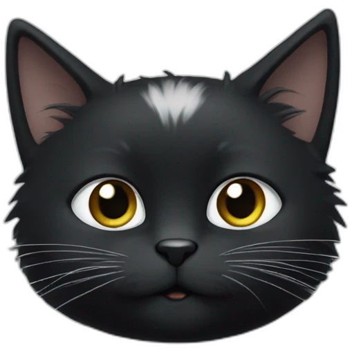 Black cat with white paws and white tuft on chest emoji