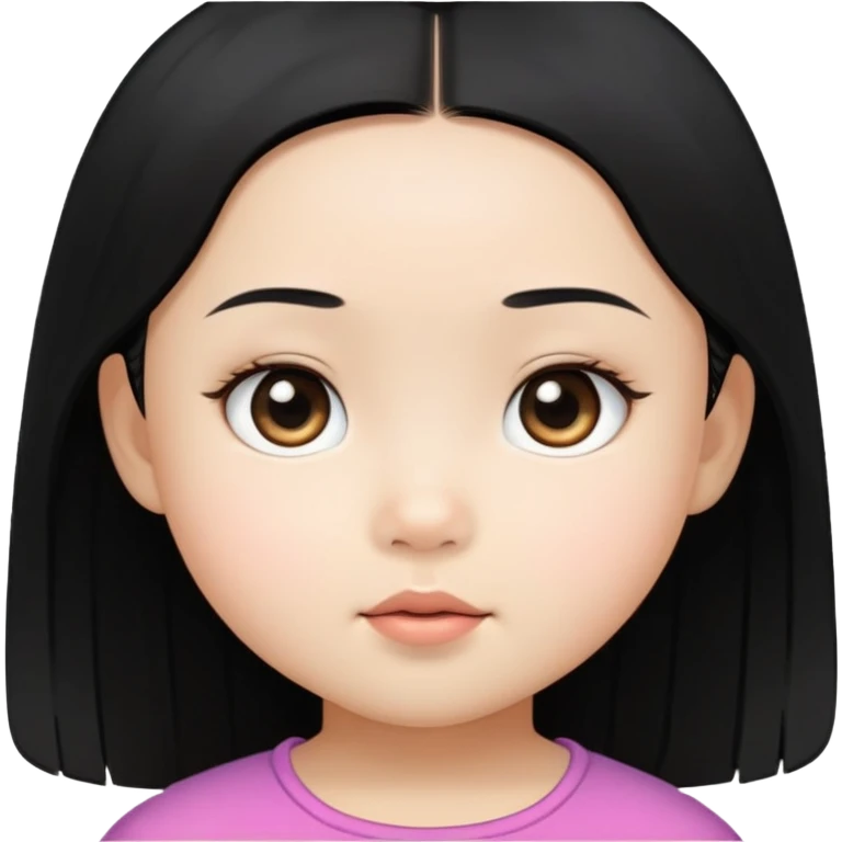 toddler girl face, Asian eyes, light skin, straight black hair, no neck emoji
