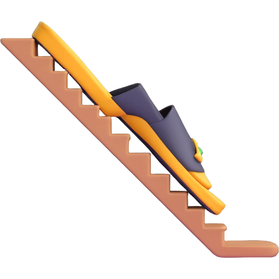 close up of a foot in a slipper on the stairs emoji