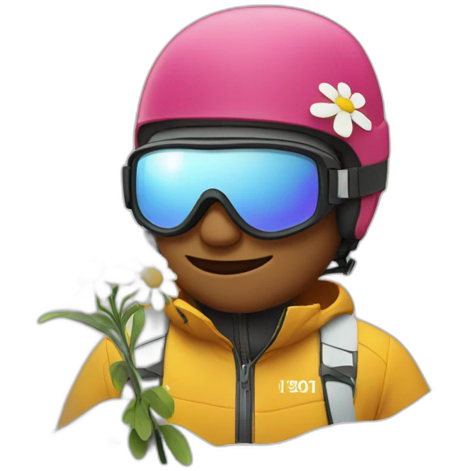 Skier with a flower emoji