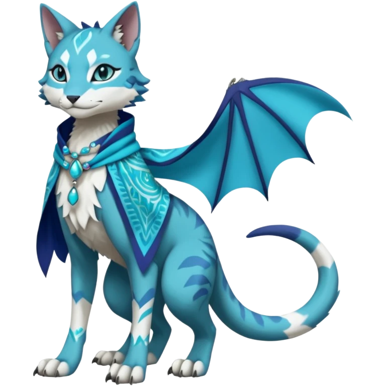 Kawaii cute Indigo Turquoise Grey beautiful pretty elegant divine edgy feline-vernid-sergal-Fakémon-Pokémon-Digimon-fursona-animal-creature, full body, with intricate detailed markings, silken shawl, decorative anklets emoji