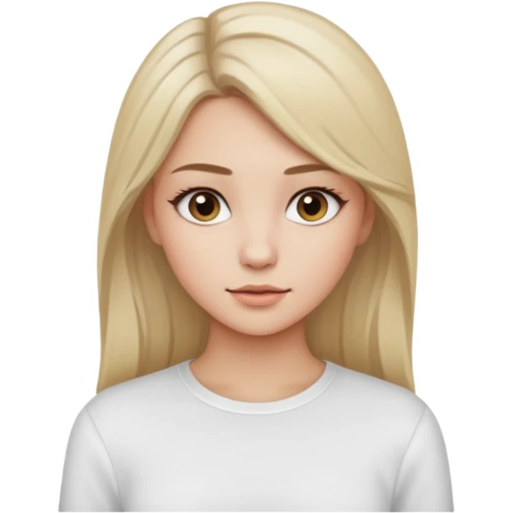 ragazza bionda cenere truccata con maglietta a maniche lunghe bianca emoji