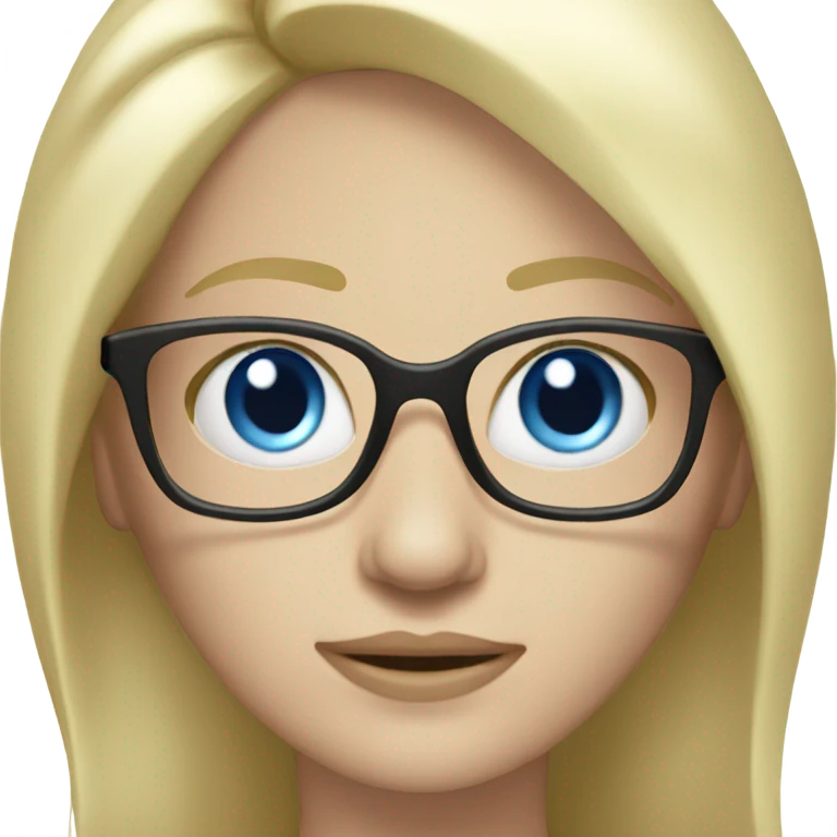blonde pale white woman with blue eyes and glasses working on laptop emoji