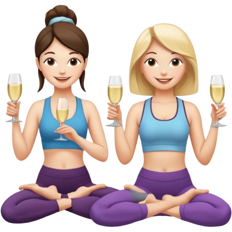 two girl yoga and prosecco  emoji