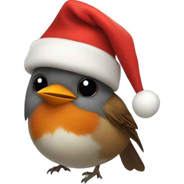 Robin in Xmas hat emoji