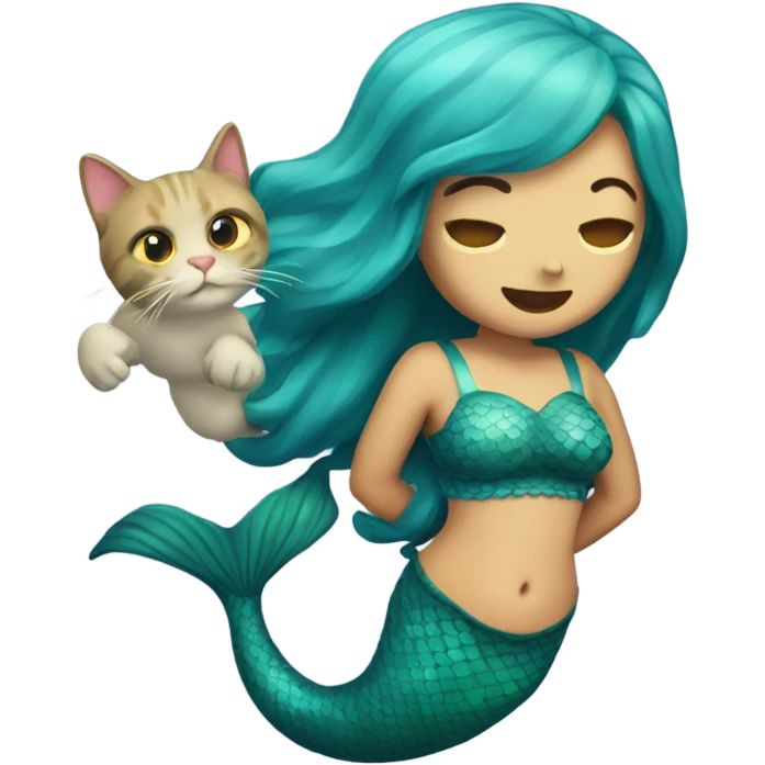 Mermaid with a cat on its back  emoji