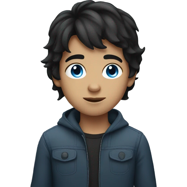 Boy with blue eyes and black hair emoji