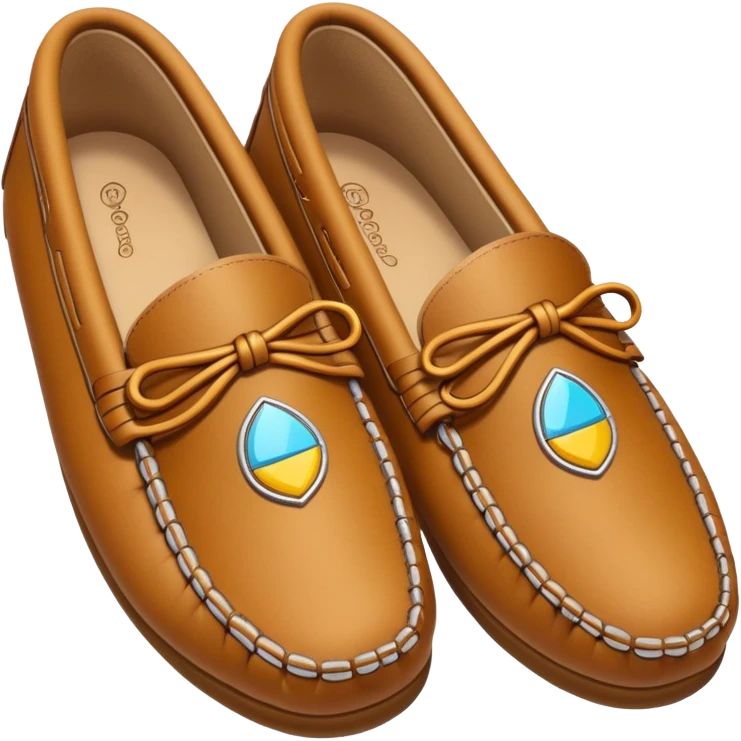 tan moccasins with design emoji