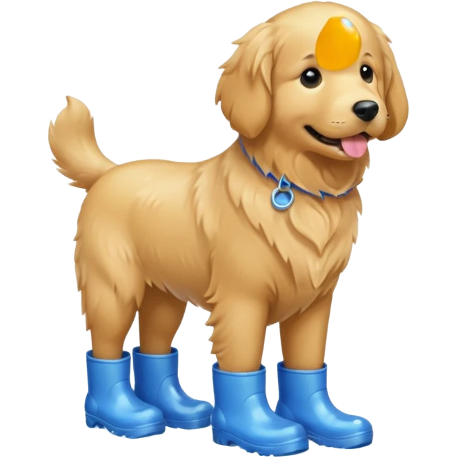 golden retriever with blue rainboots emoji